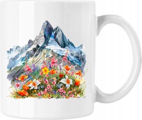 Bögre mezei hegyek virágok természet fehér 330ml