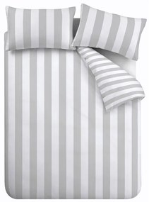 Fehér-szürke kétszemélyes ágyneműhuzat 200x200 cm Cove Stripe – Catherine Lansfield