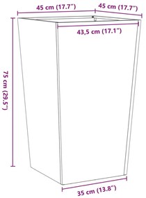 fekete acél kerti növénytartó 45 x 45 x 75 cm
