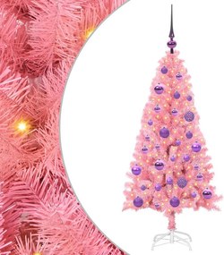 vidaXL Karácsonyfa 150 LED-del állvánnyal Rózsaszín 120 cm PVC