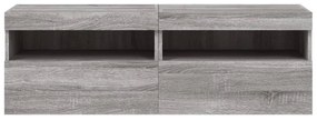 2 db szürke sonoma fali TV-szekrény LED-ekkel 60x30x40 cm