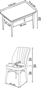 Arp étkezőgarnitúra, fehér-barna, 110 cm
