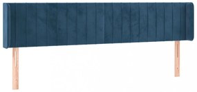 sötétkék bársony LED-es fejtámla 203 x 16 x 78/88 cm