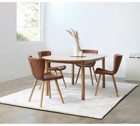 Natúr színű bővíthető étkezőasztal tölgyfa dekoros asztallappal 100x190 cm Gallina – Unique Furniture