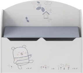 Játéktároló láda tárhellyel, fehér, BEAR