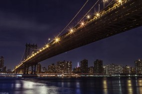 Poszter 30x20cm Brooklyn híd és Alsó-Manhattan panoráma alkonyatkor,