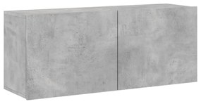 betonszürke falra szerelhető TV-szekrény 100 x 30 x 41 cm