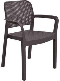 Samanna kartámaszos műanyag kerti szék, barna