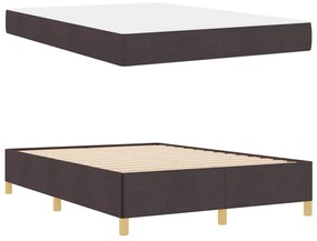 Boxrugós ágy matracmal Sötétbarna és fehér 140 x 200 cm szövet