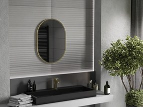Mexen Loft Owalne lustro łazienkowe 70 x 50 cm, rama w kolorze szczotkowanego złota - 9851-070-050-000-50