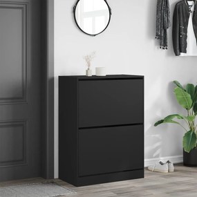 fekete cipőszekrény 2 kihajtható fiókkal 80 x 42 x 108 cm
