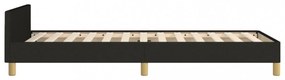 fekete szövet ágykeret fejtámlával matrac nélkül 90x200 cm