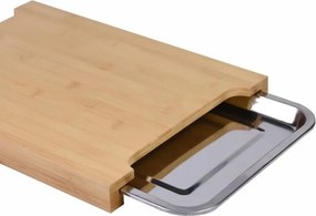 Bambusz vágódeszka alumínium csepptálca 40 x 29 x 3,5 cm