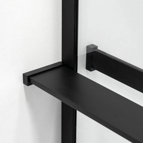 Stuxi Milano Gate Black Plus 2 falsíkra szerelhető, két oldalfalas walk-in zuhanyfal, 130x140 cm, 8 mm vastag vízlepergető biztonsági üveggel, helytakarékos sarokmerevítőkkel