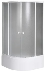 AQUALINE ARLEN íves zuhanykabin, 90x90x150cm, fehér profil, matt BRICK üveg