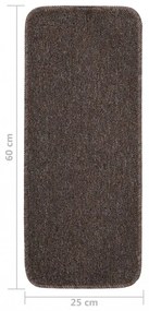 15 db barna négyszögű csúszásmentes lépcsőszőnyeg 60 x 25 cm
