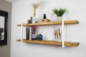 Falra akasztható polc Glamour fehér dupla fa fém 120cm