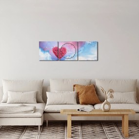 Kép - Rózsaszín szív fa (órával) (90x30 cm)