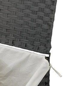 szürke polyrattan szennyeskosár fedéllel 46x33x60 cm