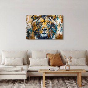 Kép - Absztrakt olajfestmény oroszlánnal (90x60 cm)