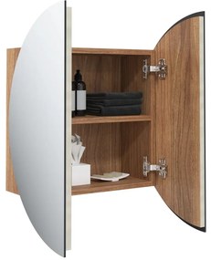 tölgy fürdőszobai szekrény kerek tükörrel/LED-del 40x40x17,5 cm