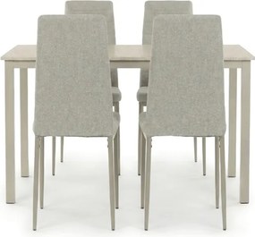4 személyes étkezőszett szürke székekkel, krémszínű asztallal, asztal méret: 110x70x75cm, ASE-1039 CRM2
