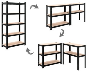 Deuba 2 darabos 6 polcos állvány – fekete
