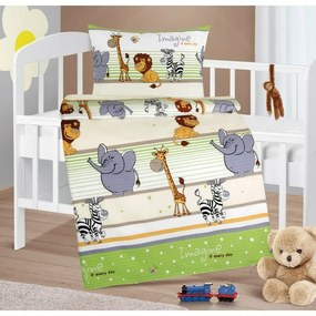 Bellatex Baby krepp ágynemű Agata Szafari zöld, 90x 135 cm, 45 x 60 cm