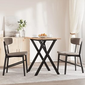 Tömör fenyőfa és acél étkezőasztal X-vázzal 80x50x75,5 cm