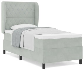 vidaXL Boxrugós ágy matracmal Világosszürke 200 x 100 cm Poliészter