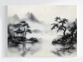 Vászonkép Canvas Grafika Tinta Ázsia Kína Tájkép Pagoda 80x60