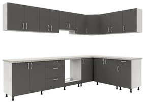 Benita 3 fiókos Alsó konyhaszekrény Antracit-Fehér 60x50x80 cm