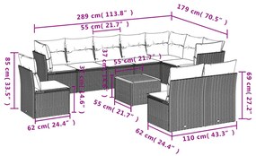 11 részes szürke polyrattan kerti ülőgarnitúra párnákkal