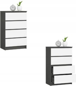 Komód szekrény K60 4 fiókos grafit fehér Akd