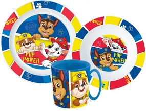 Mancs Őrjárat Pup Power étkészlet, micro műanyag szett bögrével 350 ml