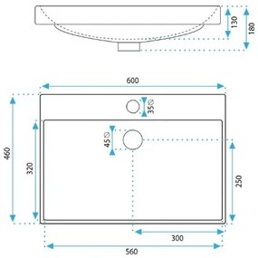 REA-U3326 - Beépíthető mosdó MANDY 46x60 cm kerámia/fényes fehér