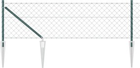 vidaXL Kerítésoszlop Zöld 25 x 0,8 m (40 x 40 mm háló) Acél és PVC