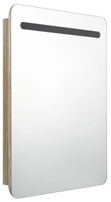 tölgyszínű LED-es tükrös fürdőszobaszekrény 60 x 11 x 80 cm