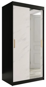 Ruhásszekrény 100 cm Marbelo T2 (matt fekete + fehér márvány). 1064582