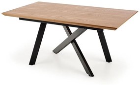 Asztal Houston 1008Fekete, Tölgy, 76x90x160cm, Hosszabbíthatóság, Közepes sűrűségű farostlemez, Természetes fa furnér, Fém