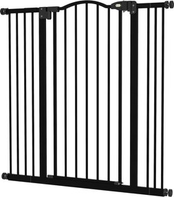 PawHut Bővíthető Kutya Biztonsági Átjáró 74-100 cm Ajtókhoz és Lépcsőkhöz - Háziállat Biztonsági Zár 2 Kiterjesztéssel (7/14 cm) Fekete | Aosom