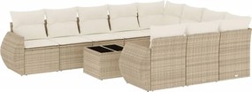 vidaXL 11 részes bézs polyrattan kerti ülőgarnitúra párnákkal
