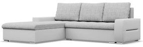 Toronto sarokkanapé, 2 ágyneműtartóval, fonott + műbőr, baloldali, szürke - fehér