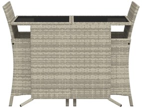 vidaXL 3 részes világosszürke polyrattan bisztrógarnitúra párnákkal