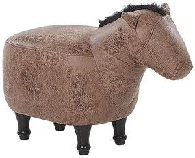 Barna műbőr állatos puff 33 x 50 cm HORSE Beliani