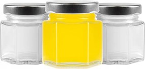 12x Befőttesüveg 30ml Hatszögletű méz fűszertartó