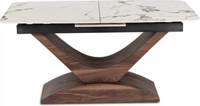 Bővíthető Márványhatású Kerámia Étkezőasztal Fehér/Dió Színben. ALICANTE 160-200 cm Belföldi Raktárból