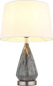 Globo 24147W Asztali lámpa fém nikkel matt, fehér textil, kábel textil fekete, billenőkapcsoló a kábelen, márvány megjelenésű fém talapzat, ø: 350mm, M: 540mm, kábel hossza 1500mm, 1x E27 40W 230V izzó nélkül