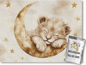 Fotótapéta Flizelina Ég Hold Csillagok Álom Oroszlán Oroszlánkölyök 104x70,5 ragasztó