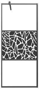 Fekete ESG üveg és alumínium zuhanyfal polccal 90 x 195 cm